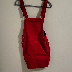 Red velvet mini skirt overall set